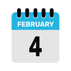 february 4 calendar icon reminder Vector design Illustration.