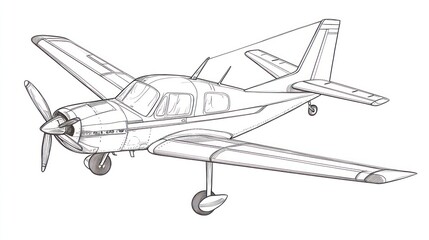 Simple Airplane Drawing,  Sketch,  Aircraft Design,  Line Art,  Vector Art,  Illustration, Technical Drawing, Educational Resource