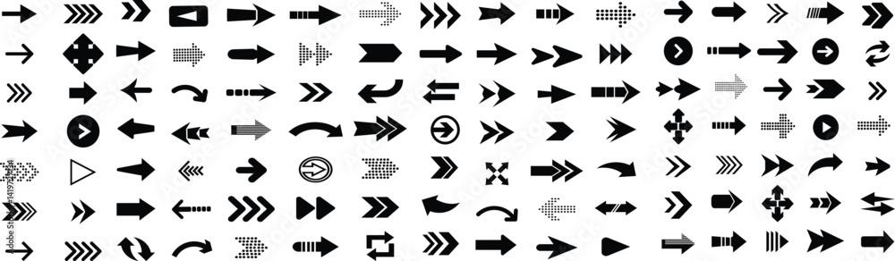 Poster arrow icon set. arrow. cursor. black vector arrows icons. collection different arrows sign. modern s