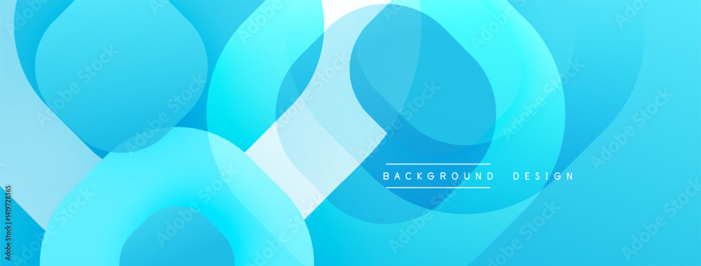 Poster Abstract blue layers create dynamic composition. Smooth gradients, overlapping shapes suggest depth, modern aesthetic.