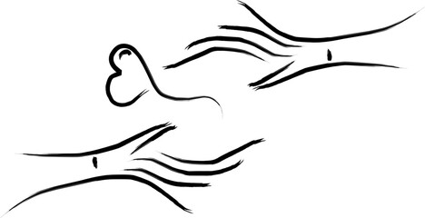 letting-go-heart-outline-vector.eps, Heart Break Concept – Hands Releasing Love Symbol in Line Art