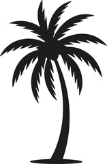Obraz premium Curved Palm Tree Silhouette Vector – Tropical Summer Vibes Illustration
