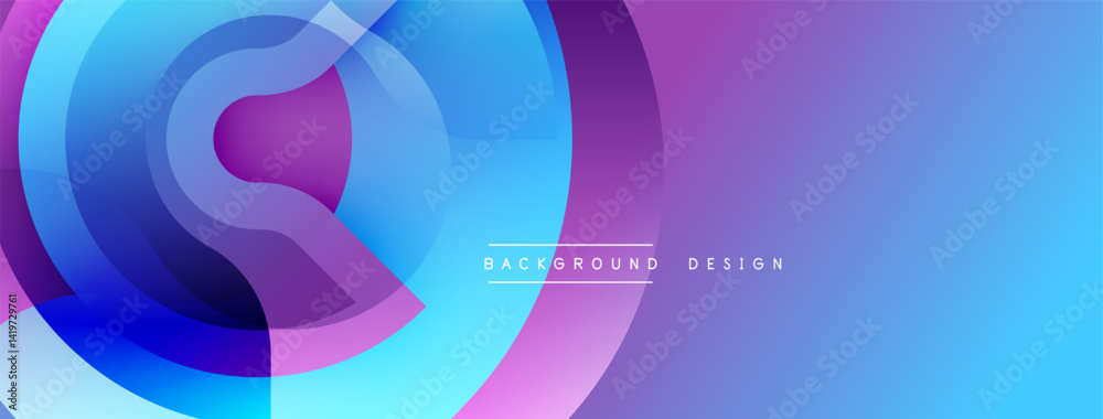 Poster Abstract colorful layers create dynamic visual effect. Gradient shades blend, forming modern background design. Smooth transitions, vibrant hues.