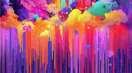 Obraz premium Colorful abstract background with dynamic paint splashes, a vibrant and modern art composition