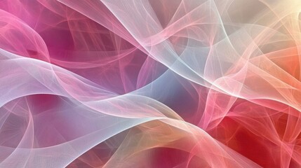 Fototapeta premium Abstract swirling ribbons of pastel colors create a flowing design.