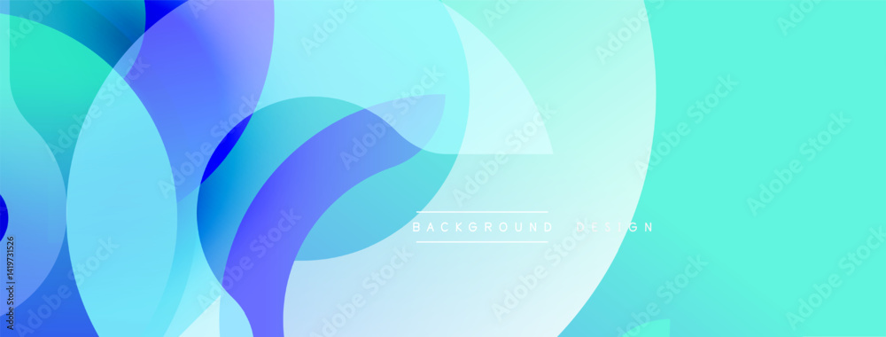 Aufkleber abstract fluid shapes, blue, turquoise hues. gradient background creates modern visual effect. minim