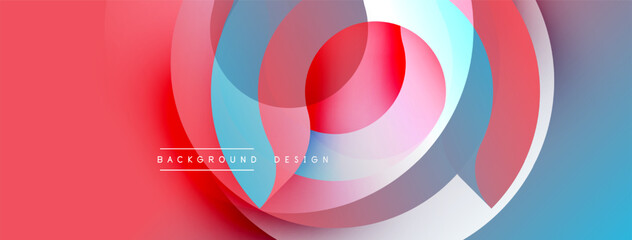Abstract circular layers, vibrant colors, modern design. Gradient shades create dynamic visual effect. Minimalist composition.