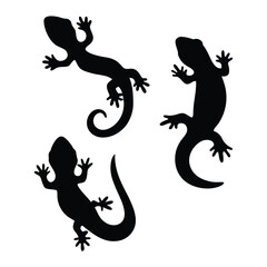 Lizard Silhouette Vector Set - Minimalist Black Gecko and Reptile Illustrations.