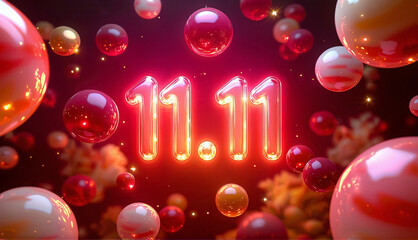 11.11 Shopping Event with Red and Orange Spheres