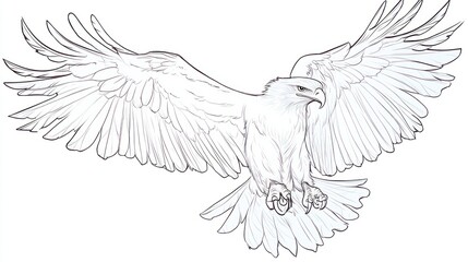 Obraz premium Soaring Eagle Line Drawing