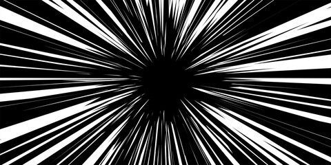 Obraz premium Manga background. Comic anime graphic pattern. Fast speed lines backdrop. Black and white speed lines burst effect with radial motion. Dynamic abstract vector illustration.