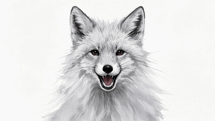 Obraz premium Glacial elegance: frost and fur arctic fox smile happy isolated watercolor vector illustration svg 