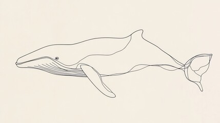 Obraz premium Simple Line Drawing of a Whale
