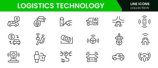 Logistics icons are set in two styles, Duotone and Thin Line. box, delivery, insurance, ship, rating, cash on delivery Vector illustration web line icon collection