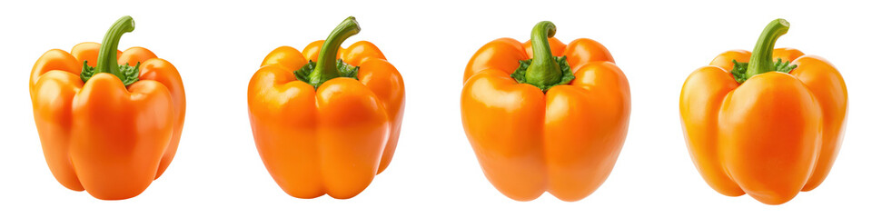 Orange bell pepper isolated on a transparent or white background
