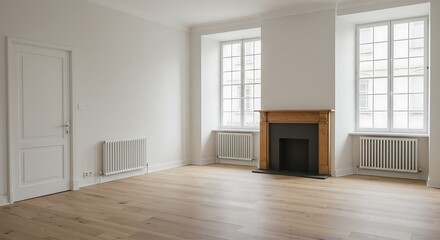 Minimalist interior showcasing spaciousness with natural light and classic details