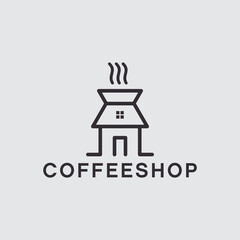 Obraz premium simple monoline coffeeshop logo design template vector
