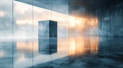 Fototapeta premium smooth block rotation on a frosted glass texture background