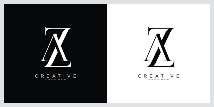 Initial ZA or AZ Logo Design Vector