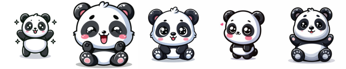 cute panda vector set © MochHilmi