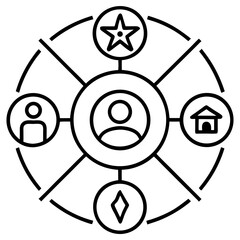 A versatile design showcasing five colored sections lone art, each with icons and numbers