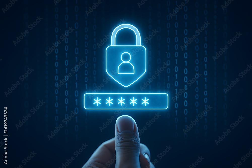 Aufkleber Digital Security and User Authentication Concept with Password Lock