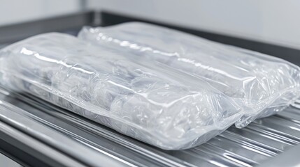 Vacuum-sealed packages on a metal tray