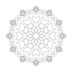 Mandala Coloring Pages for Adults. vector illustration of a snowflake