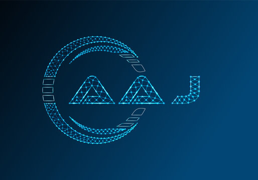 AAJ low poly letter logo vector design. AAJ lower poly logo design.