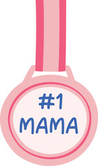 No.1 Mama Medal Ribbon Mothers Day Illustration