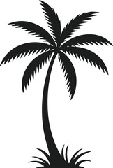 Obraz premium Tropical Palm Tree Silhouette Vector – Summer Island Vibe Graphic for Beach Themes