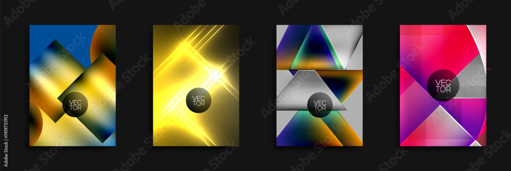 Leinwandbilder Abstract geometric designs. Bright gradients, sharp angles, dynamic compositions. Vector illustrations suitable backgrounds.