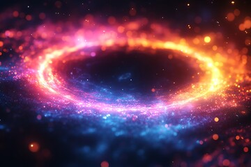 Obraz premium Abstract cosmic portal galaxy nebula with glowing particles and stars background