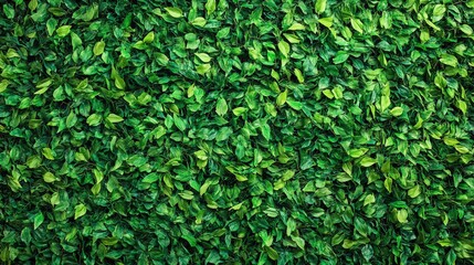 Fototapeta premium A vibrant, dense layer of green leaves creates a lush and natural backdrop, showcasing various shades of green.
