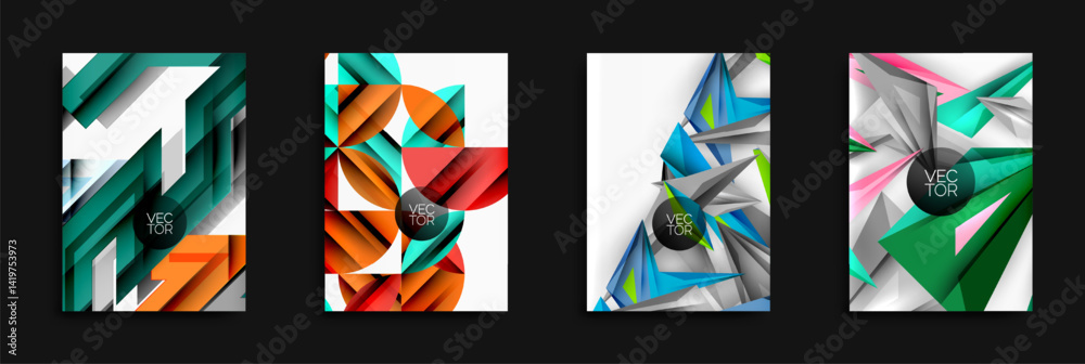 Poster abstract geometric designs. bright colors, sharp angles, modern style. vector illustrations suitable