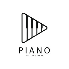 Piano Logo, Musical Instrument Vector, Design For Music Store, Piano Music Class