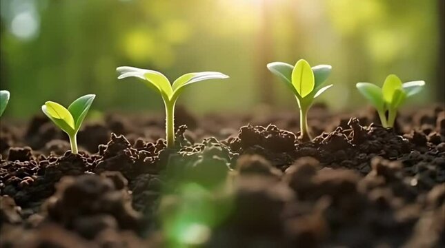 Time-lapse of seedlings reaching toward sunlight