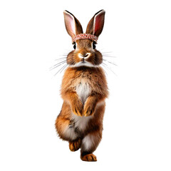 Obraz premium A bunny doing yoga pose (tree pose), with a peaceful smile, wearing a tiny sweatband