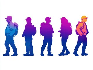 Fototapeta premium Hiking silhouettes