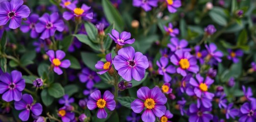 Fototapeta premium Vibrant purple flowers, freshly picked, lush blooms, flower crown materials, macro flowers