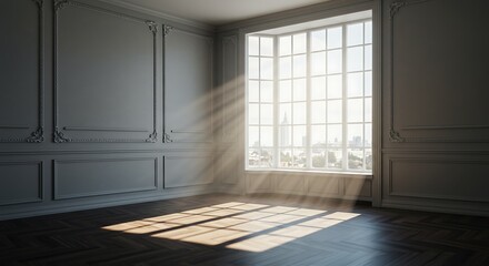 Fototapeta premium Elegant room bathed in sunlight, showcasing classic interior design elements