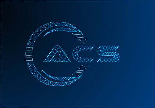 ACS low poly letter logo vector design. ACS lower poly logo design.