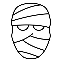 Zombie wrapped in bandages thin line icon, halloween concept. Vector graphics. Mummy sign on white background, linear style  mobile or design.