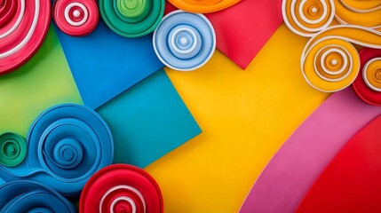 Obraz premium Colorful abstract design with paper swirls. Colorful Acrylic Color Abstract Shape Minimal background