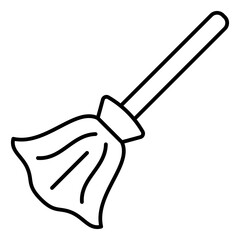Witch broom thin line icon, halloween concept. Vector graphics. Magic broomstick sign on white background, linear style mobile or design.