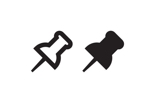 Push pin icon in black silhouette Vector