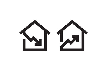 Real estate growth icon with house and arrows Vector