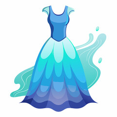 wedding dress on blue background