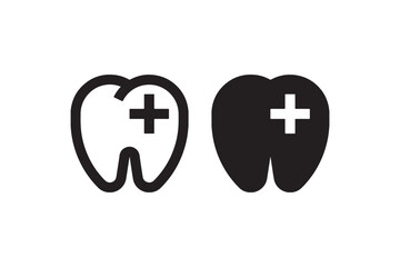 Dental health icon in outline and solid Vector