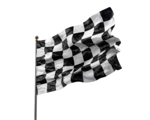 Checkered flag on silver pole